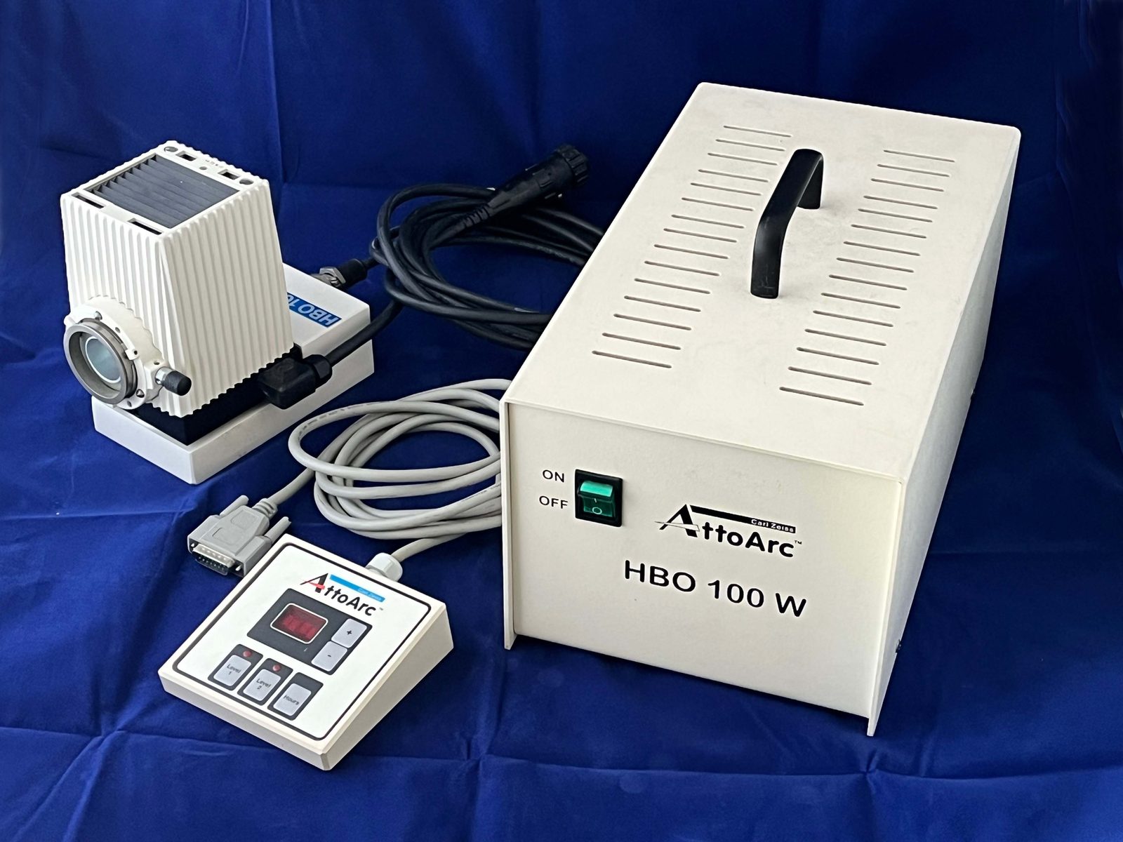AttoArc HBO 100 W power supply, intensity controller and lamp house