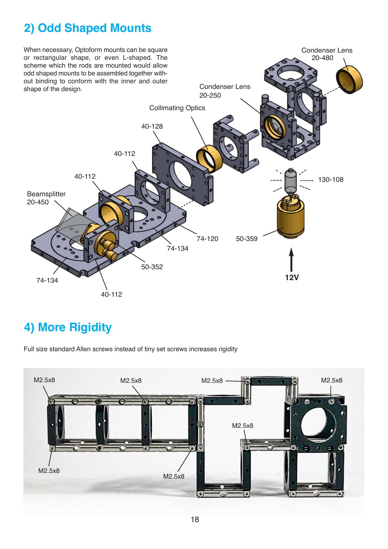 Optoform odd shaped mounts and rigidity